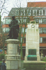 [Crompton's statue and the memorial]