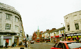 [looking east down street]