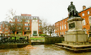 [War memorial and Crompton's statue]